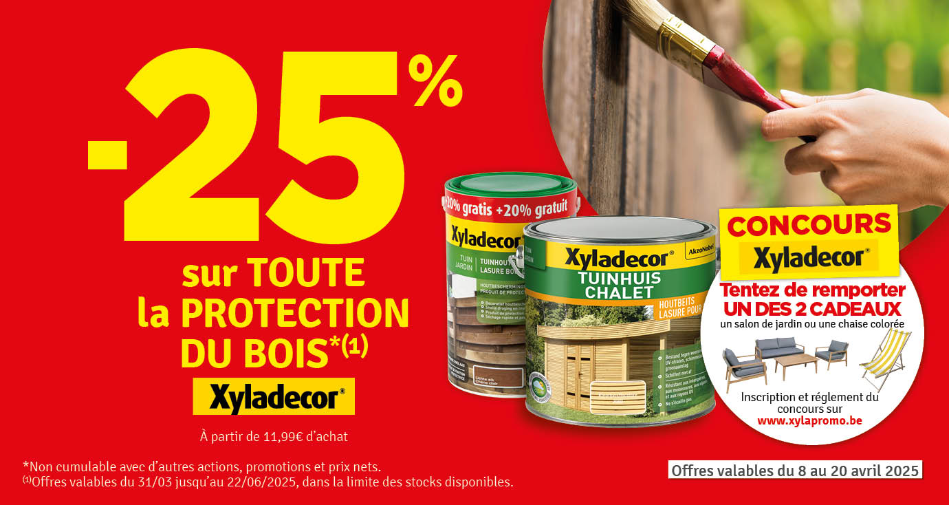 25 % sur toute la protection du bois XYLADECOR
